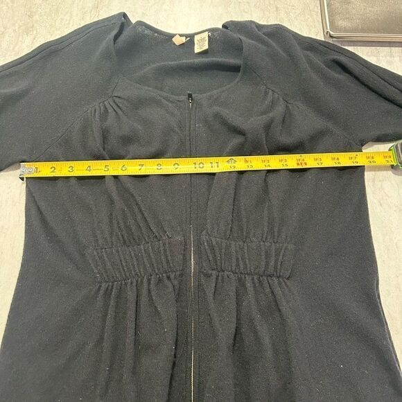 Moth Anthropologie Black Full Zip Wool Angora Short Sleeve Cardigan Size XL - Picture 8 of 13